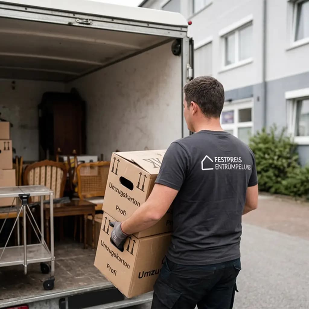 Team belädt Möbel bei einer Haushaltsauflösung in Dresden